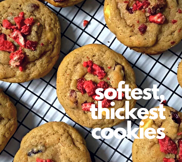 Soft & Thick White Chocolate, Cranberry & Strawberry NY Cookies