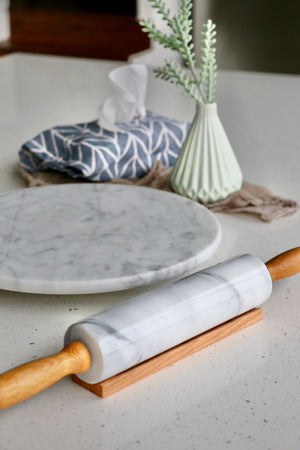 12" Dessert & Cake Turntable in Natural Marble