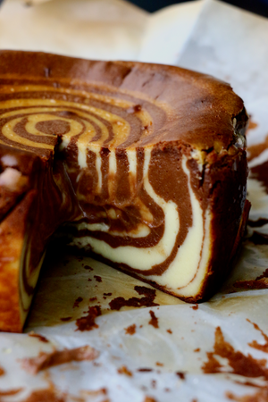Belgian Dark Chocolate Marbled Basque Burnt Cheesecake | Baking Kit | makes 1x 7" cake