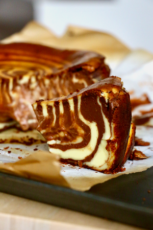 Belgian Dark Chocolate Marbled Basque Burnt Cheesecake | Baking Kit | makes 1x 7" cake