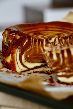 Belgian Dark Chocolate Marbled Basque Burnt Cheesecake | Baking Kit | makes 1x 7" cake
