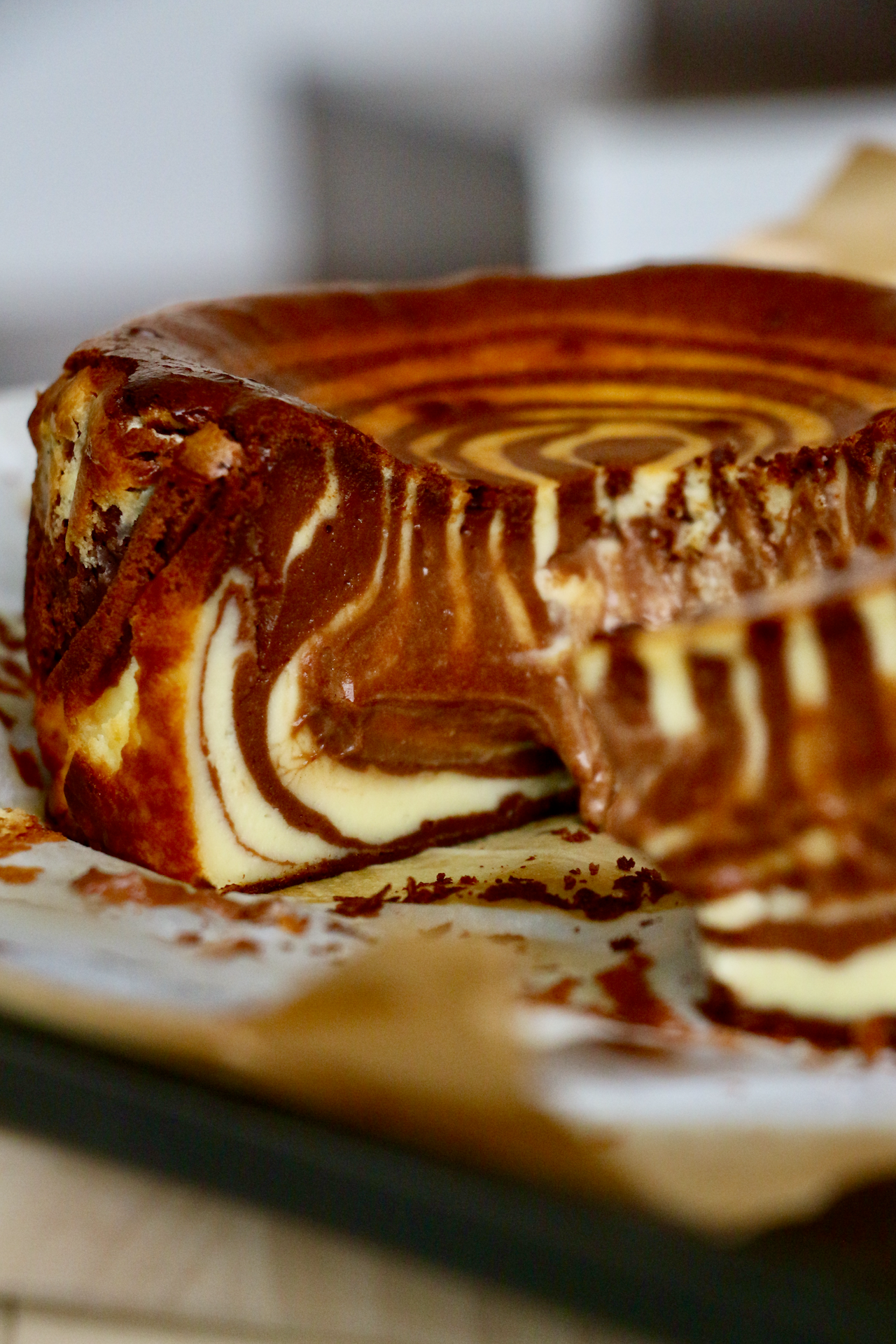 Belgian Dark Chocolate Marbled Basque Burnt Cheesecake | Baking Kit | makes 1x 7" cake
