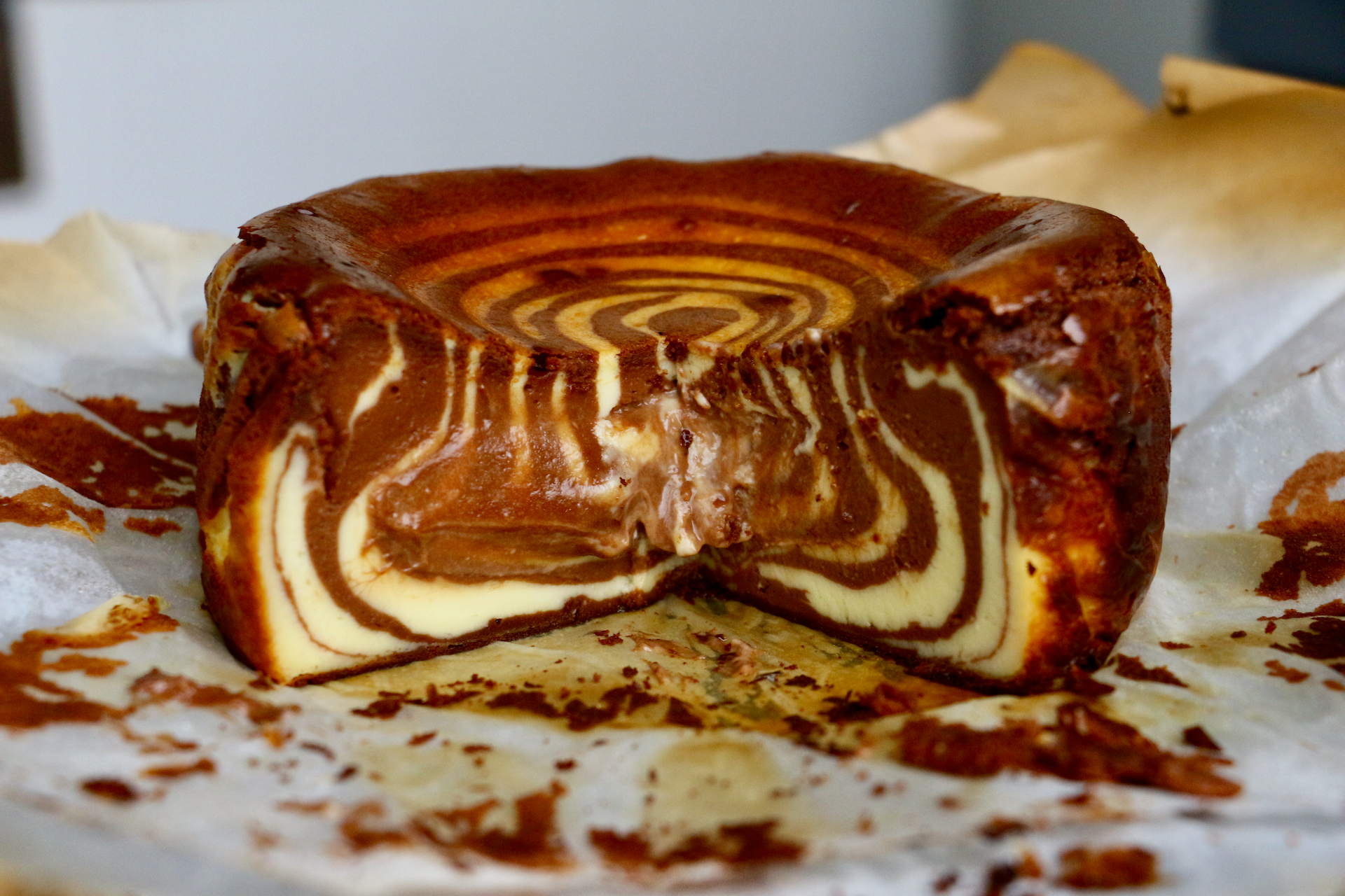 Belgian Dark Chocolate Marbled Basque Burnt Cheesecake | Baking Kit | makes 1x 7" cake