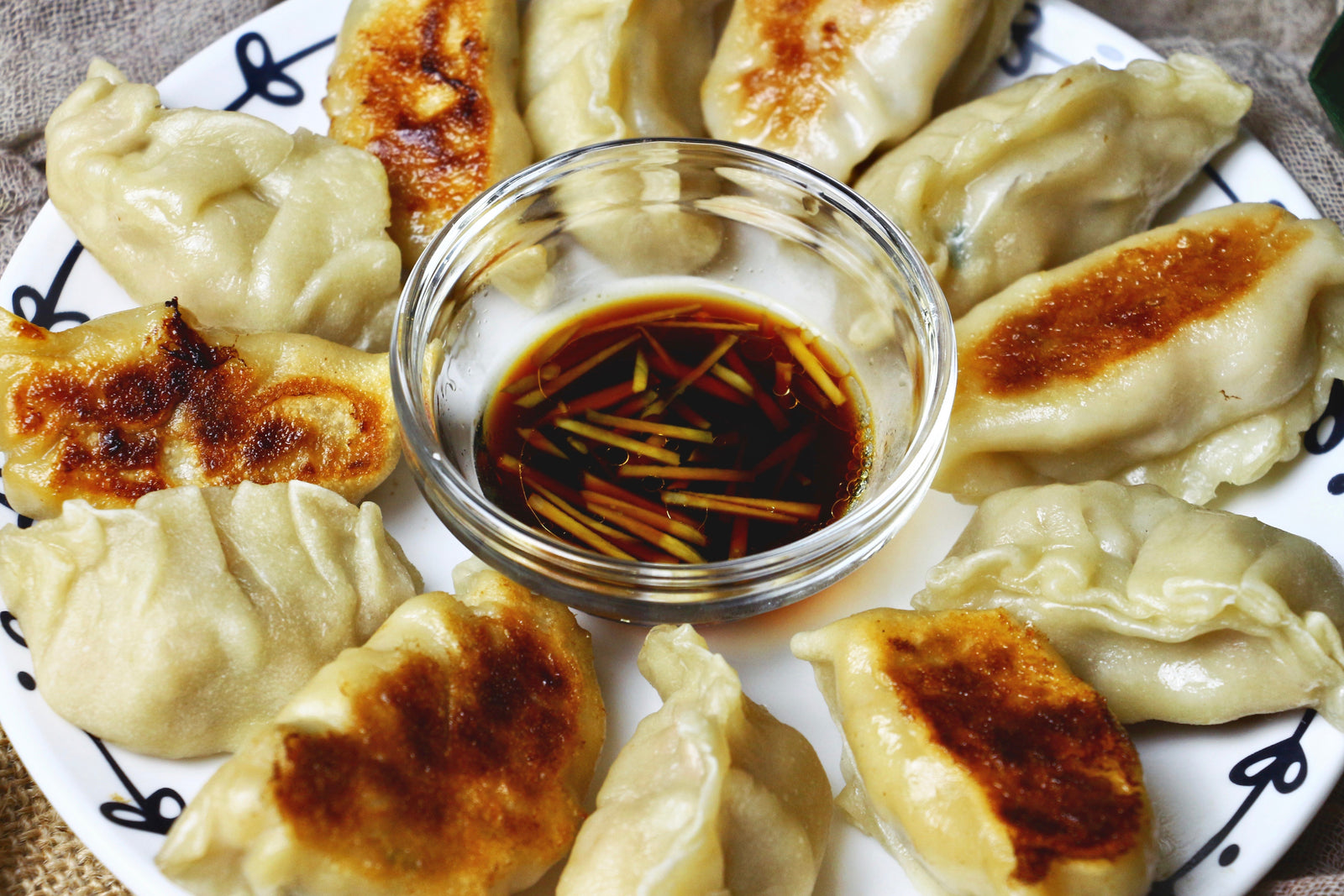 pan fried cabbage pork gyoza