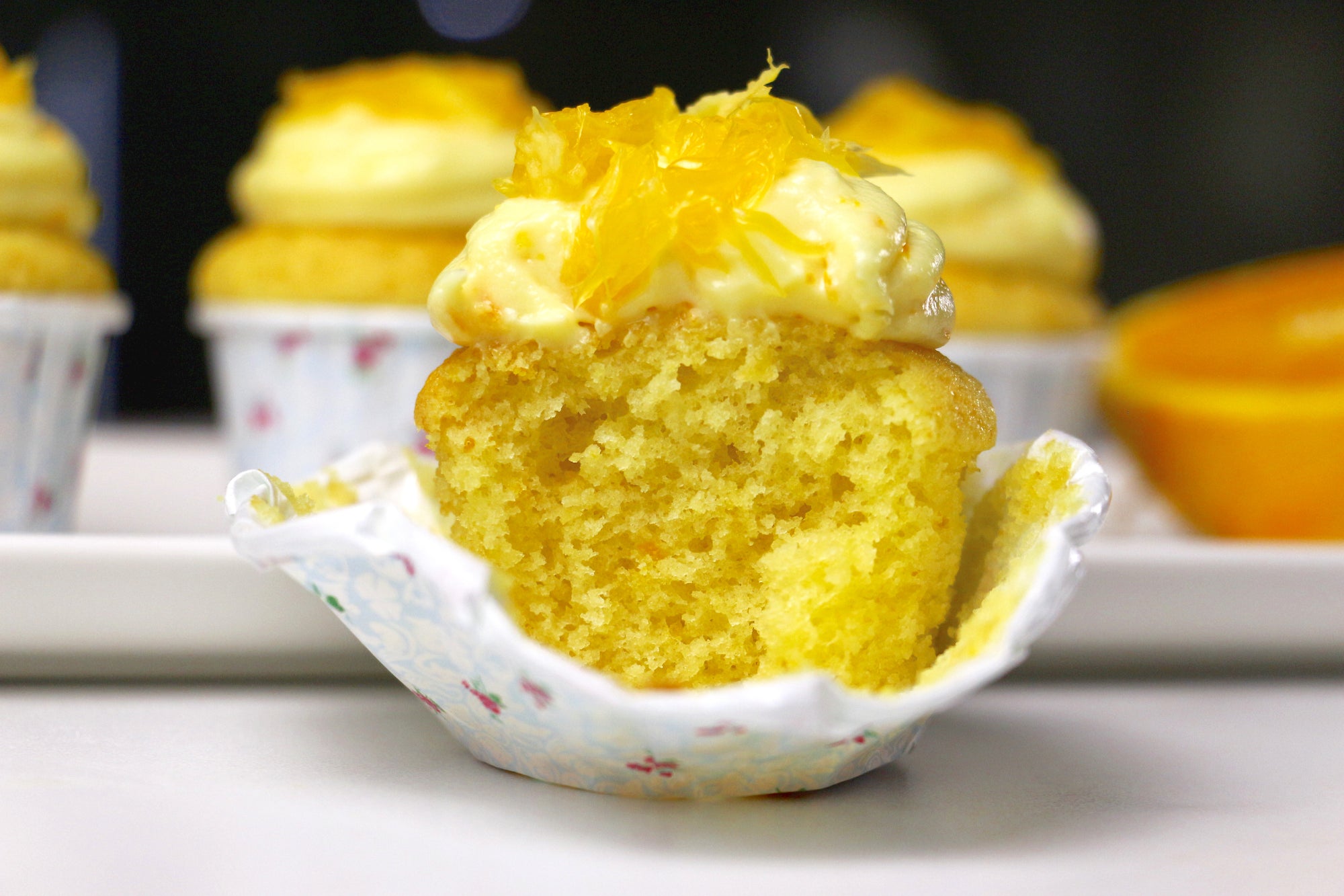RECIPE: Mini Orange Cupcakes with Orange Cream Cheese Frosting—Zesty Cupcakes Made With Freshly Squeezed Oranges