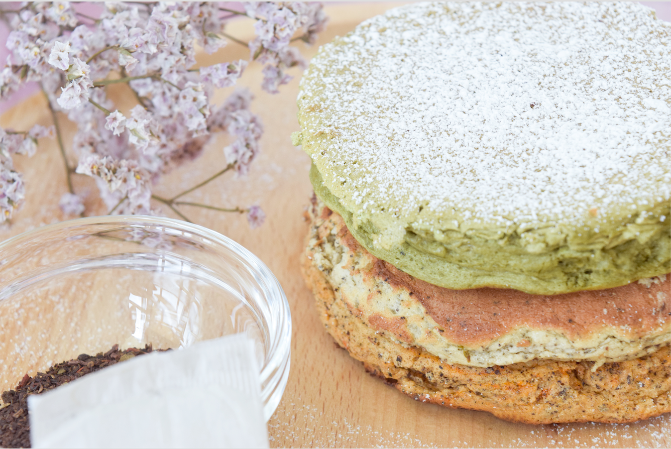 RECIPE: Sink your teeth into this stack of fluffy Thai Tea, Matcha & Earl Grey pancakes