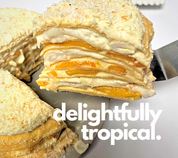 Delightfully Tropical: Mango Coconut Mille Crepe Cake