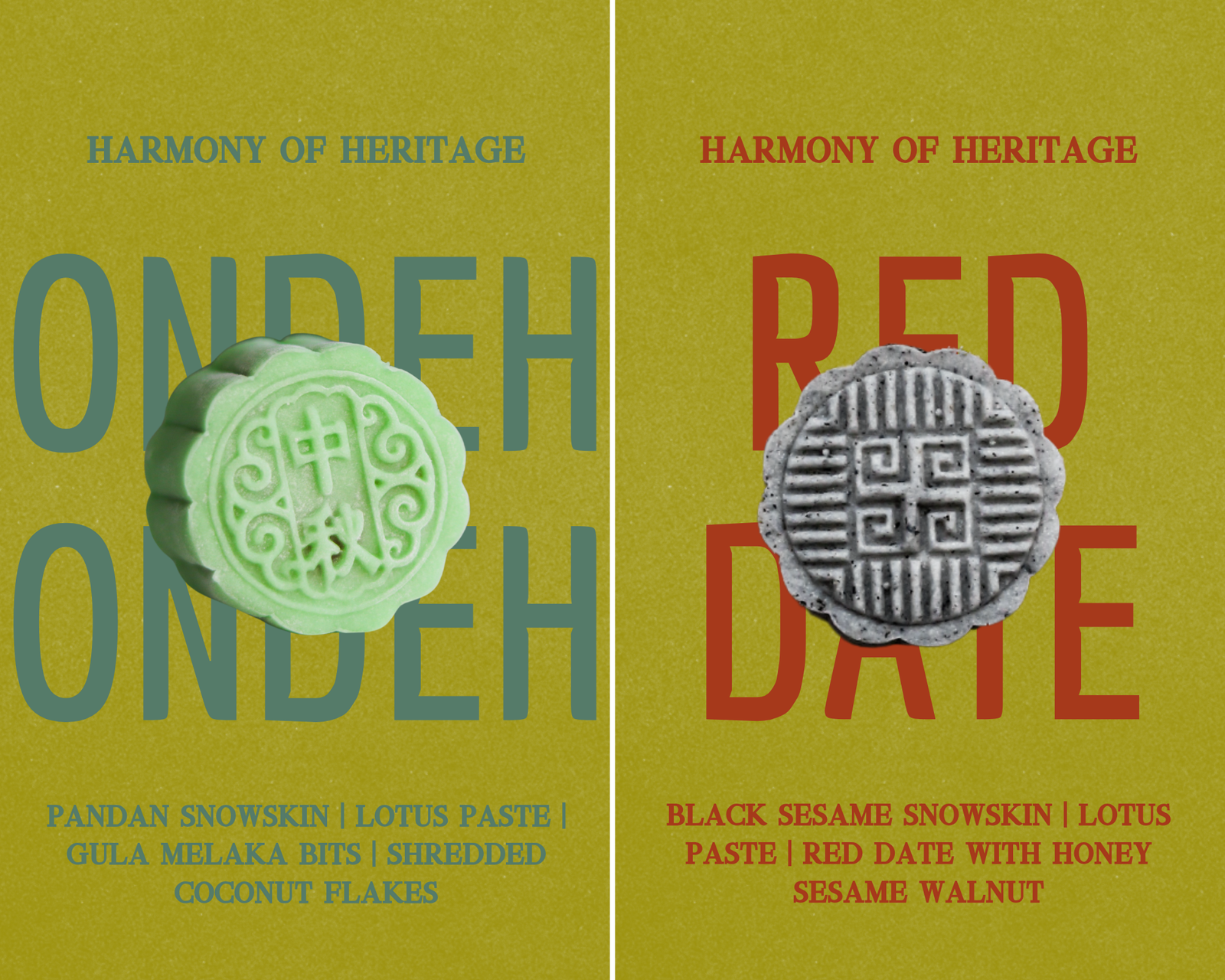 Harmony Of Heritage | Makes ~32x No-Bake Snowskin Mooncakes | Ondeh Ondeh | Red Date, Walnut, Honey Sesame