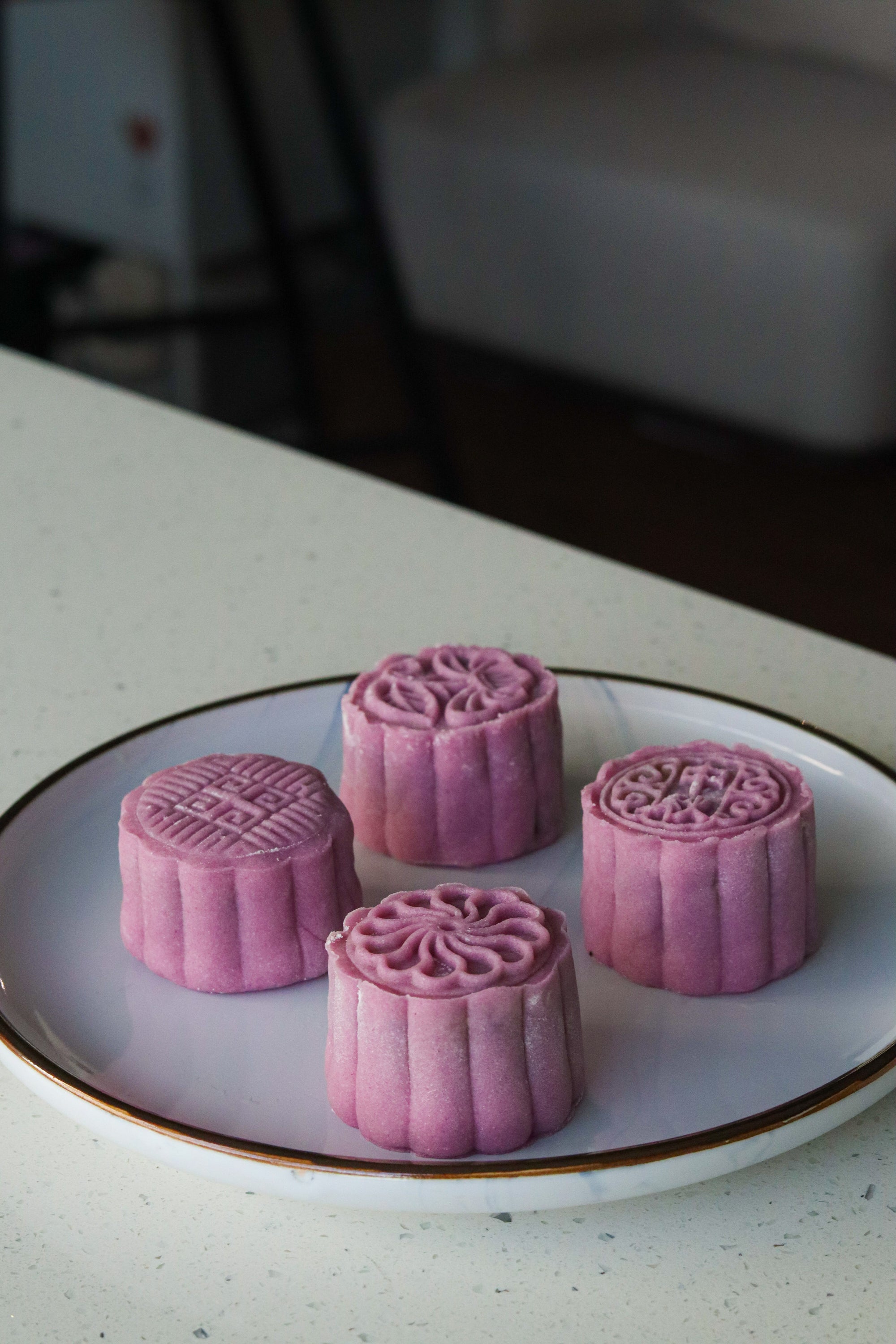 Moonlit Harmony | Makes ~32x No-Bake Snowskin Mooncakes | Sweet Potato, Black Pepper, Salt, White Sesame, Black Sesame | Lychee, Matcha, Cranberry |