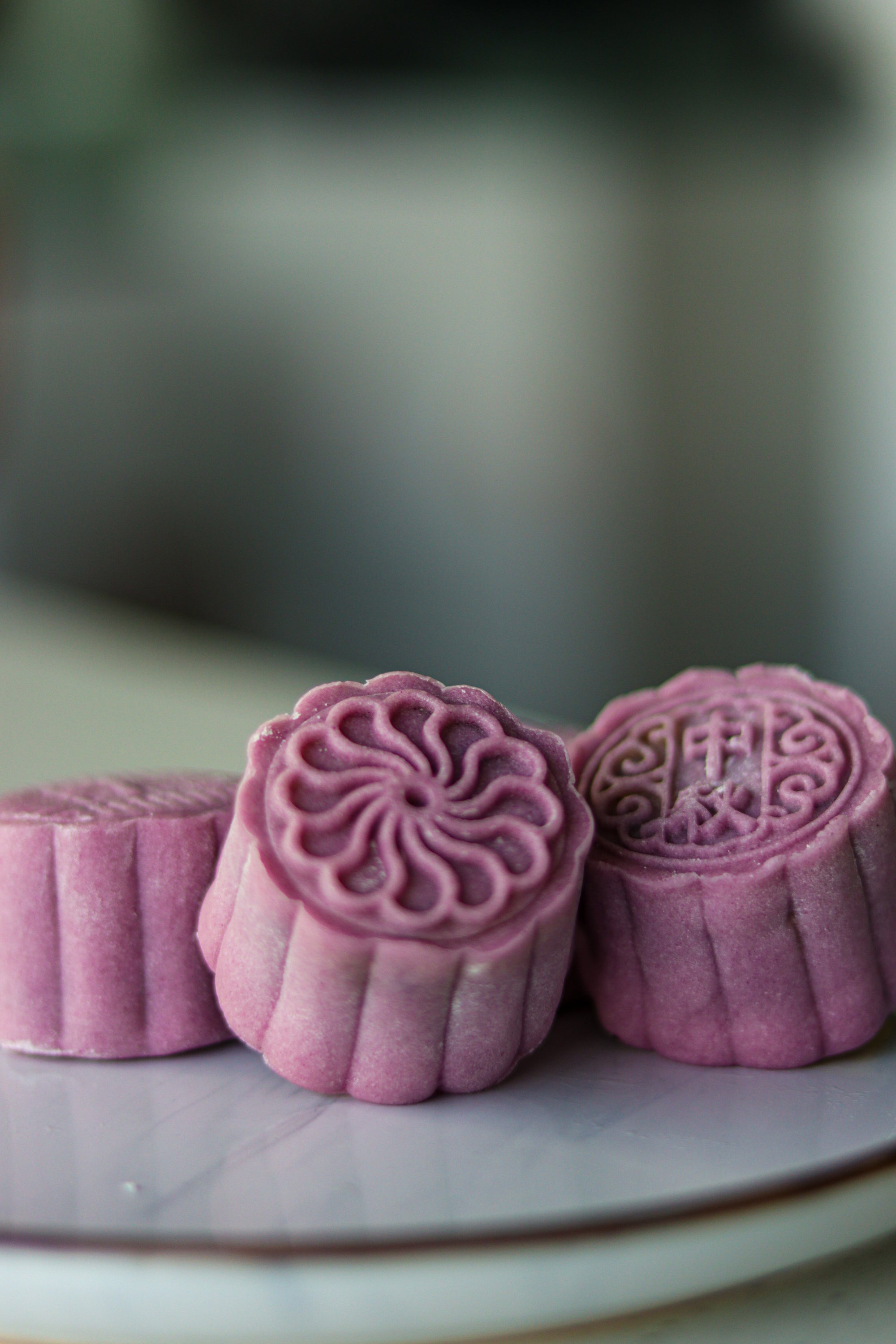 Moonlit Harmony | Makes ~32x No-Bake Snowskin Mooncakes | Sweet Potato, Black Pepper, Salt, White Sesame, Black Sesame | Lychee, Matcha, Cranberry |