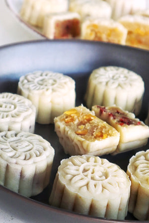 Summertime Madness | Makes ~36x No-Bake Snowskin Mooncakes | Lychee Rose Cranberries & Peach Mango Coconut Snowskin Mooncakes