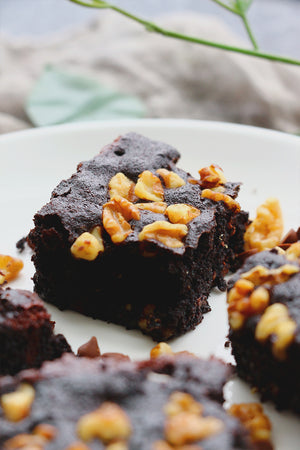 Chip, Choc, Cocoa Pop! | Dark Cocoa Walnut Chocolate Chip Brownies (~16 slices)
