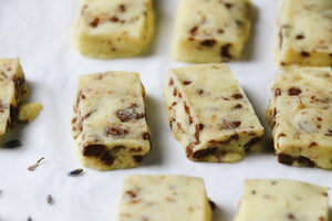 Lav Me, Lav Me Not | Lavender Milk Chocolate Shortbread Cookies (~32 cookies)