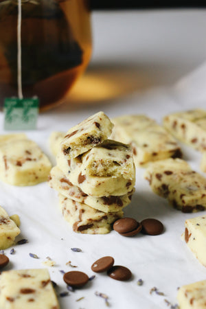Lav Me, Lav Me Not | Lavender Milk Chocolate Shortbread Cookies (~32 cookies)