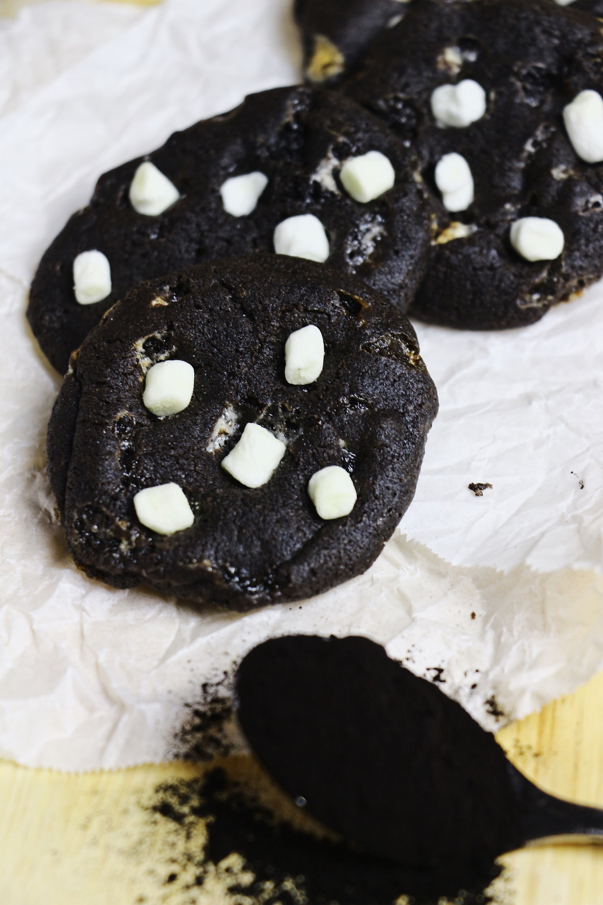 Spooky Cookies | Black Cocoa Mini Marshmallow Cookies (~24 cookies)