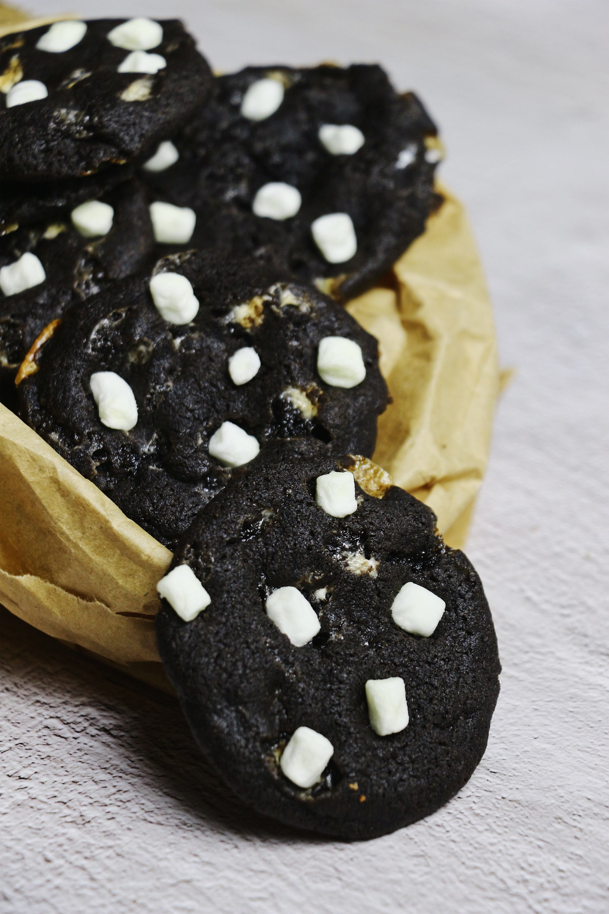 Spooky Cookies | Black Cocoa Mini Marshmallow Cookies (~24 cookies)