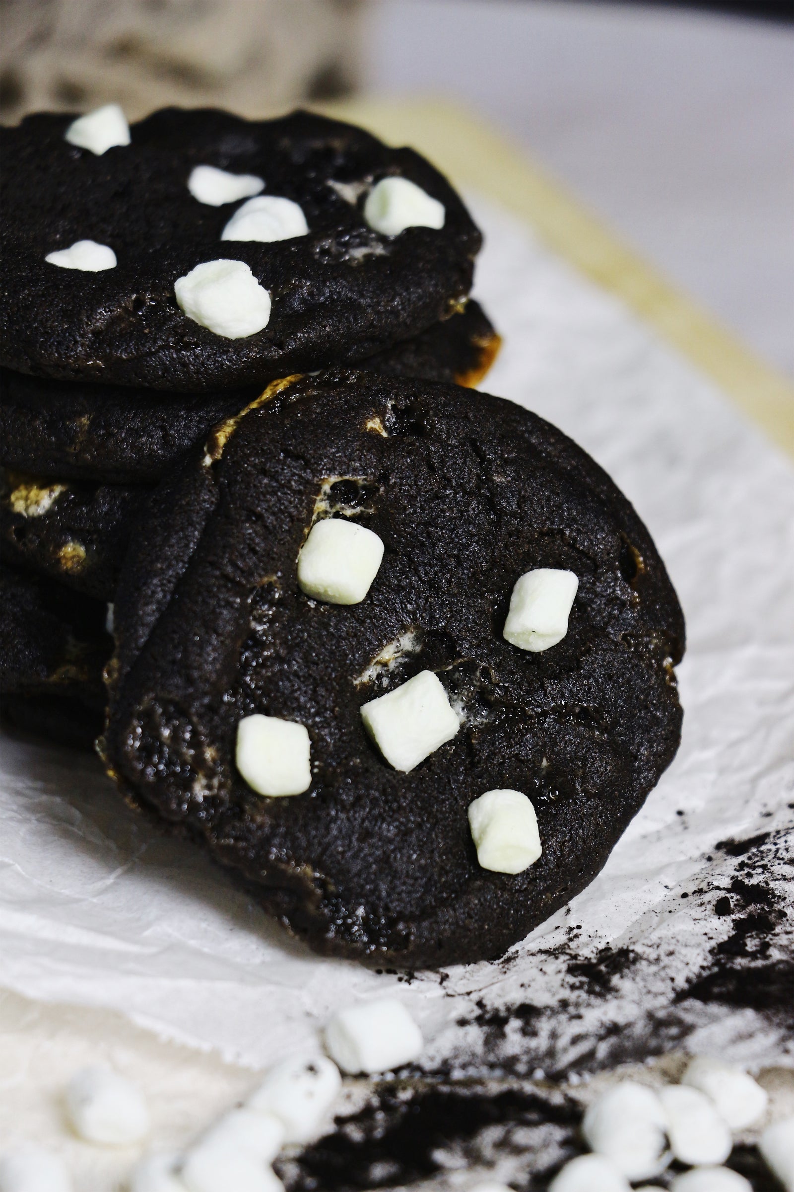 Spooky Cookies | Black Cocoa Mini Marshmallow Cookies (~24 cookies)