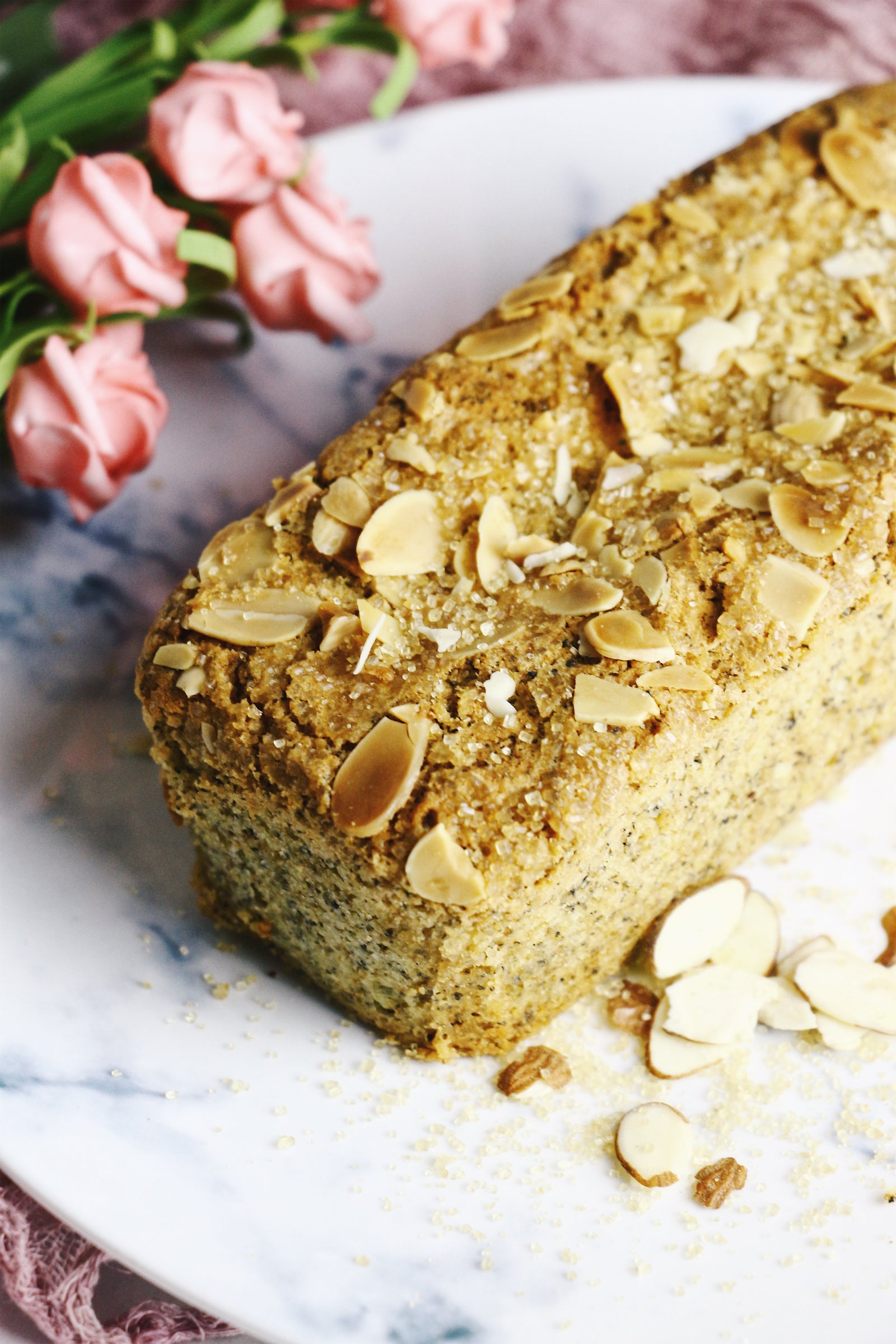 Temp-tea-tion | Oolong Tea Loaf Cakes w/ Sliced Almonds & Demerara Sugar (makes 2x loaves)