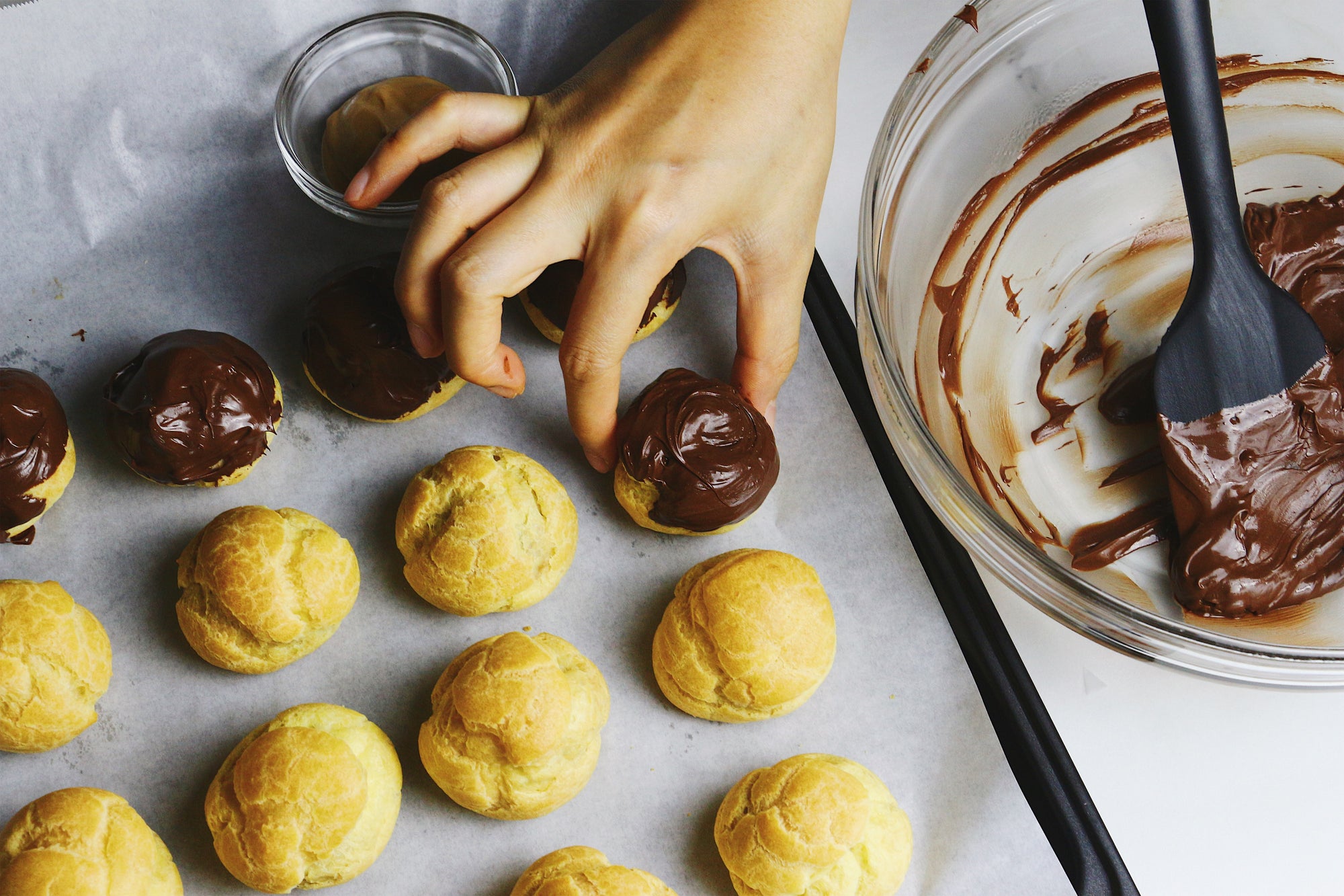 Sleek Earl | Earl Grey Dark Chocolate-Dipped Cream Puffs (~20 puffs)