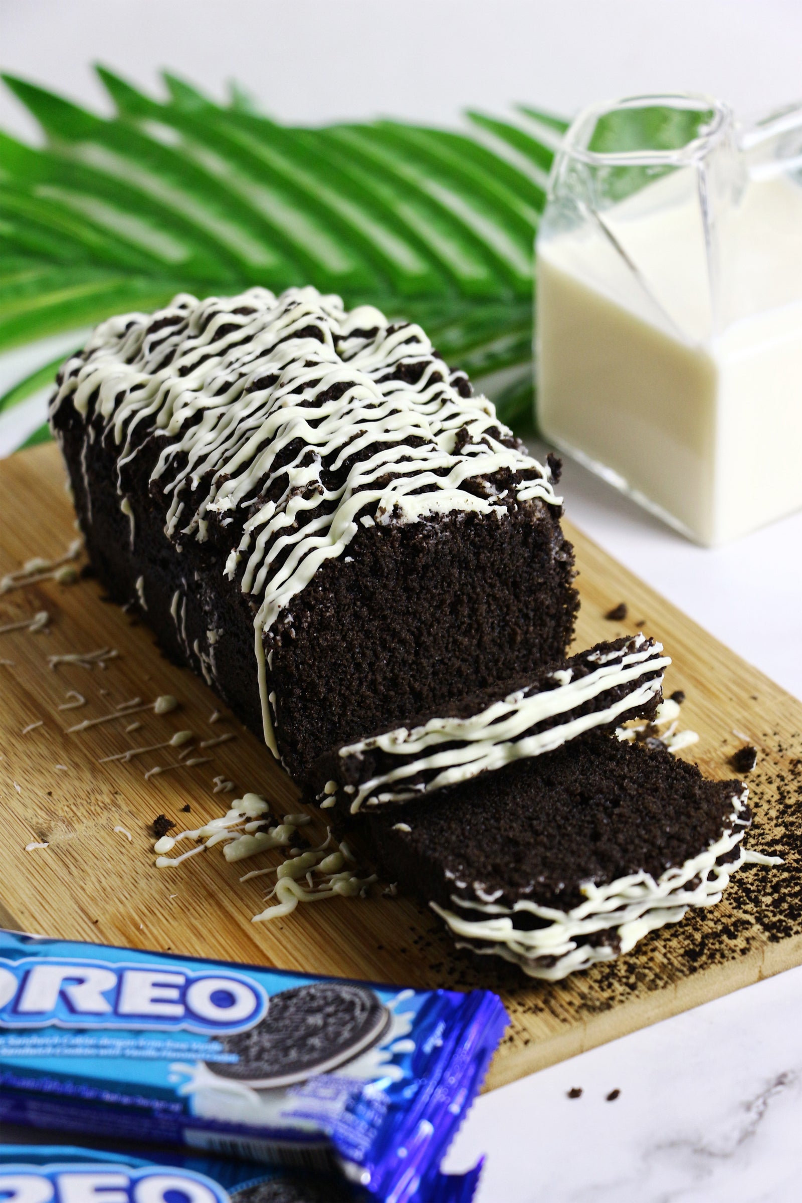 Midnight Madness | Black Cocoa Loaf Cakes w/ Oreo Crunch & White Chocolate Drizzle (makes 2x loaves)