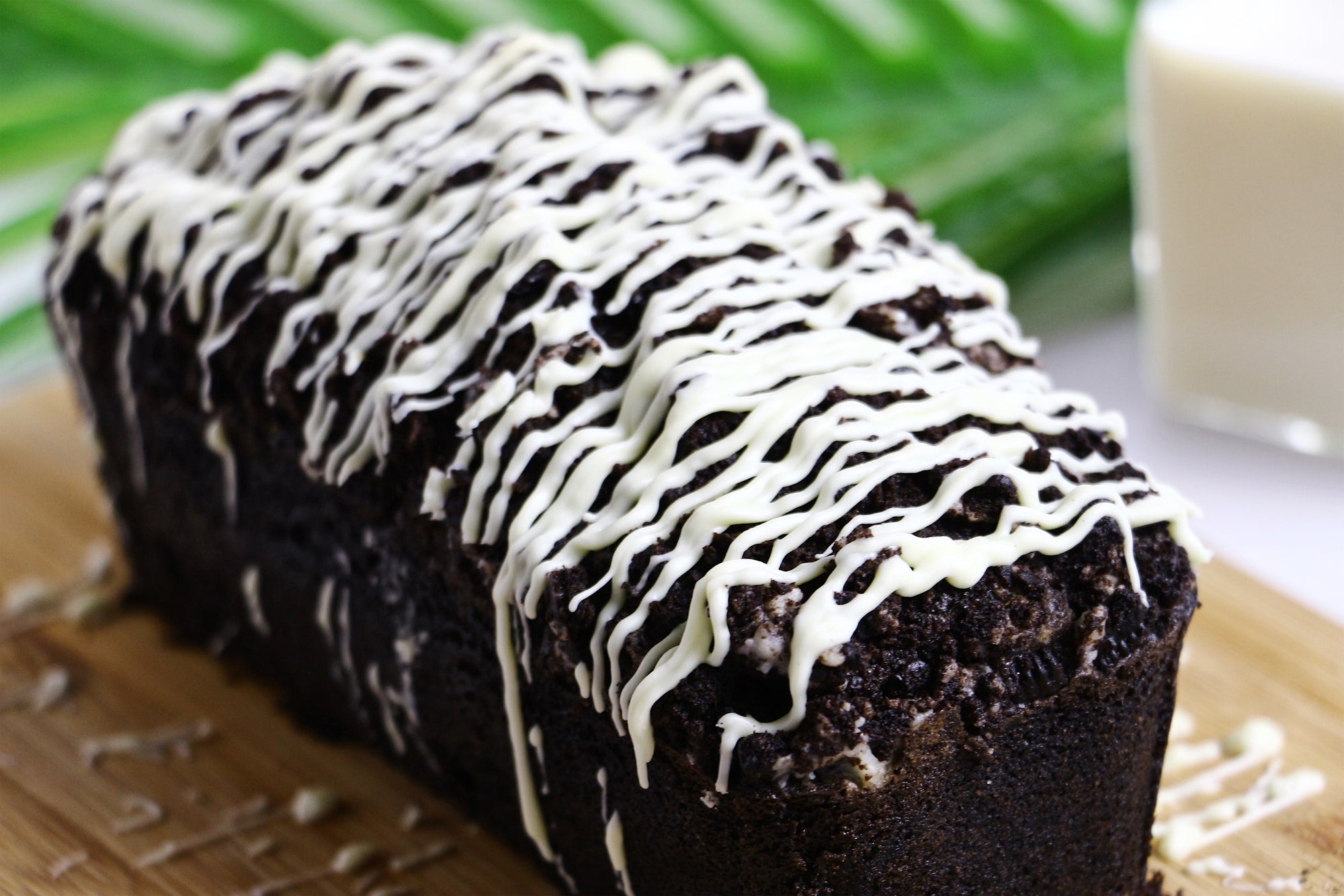 Midnight Madness | Black Cocoa Loaf Cakes w/ Oreo Crunch & White Chocolate Drizzle (makes 2x loaves)