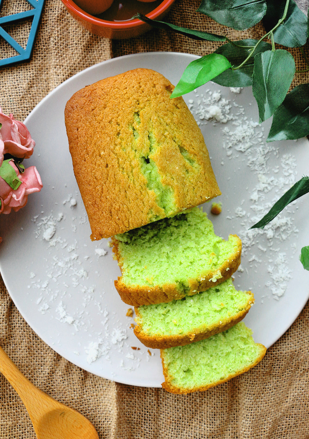 Coco Pandan Rangers | Pandan Desiccated Coconut Loaf Cakes (makes 2x loaves)